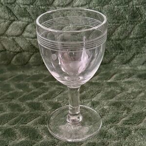 Vintage Mid Century Modern Standard Glass Company Cut Dots & Lines Cordial Glass